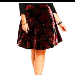American Rag Velvet Party Skater Skirt Floral NWT